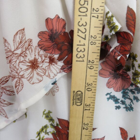 Torrid Shirt Womens Size 3XL Floral High Low Button Front Tunic Ivory Red - Picture 8 of 8